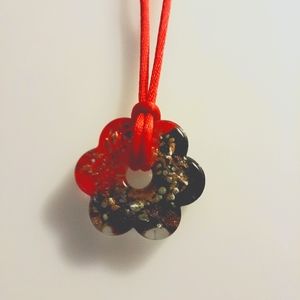 Blown glass flower necklace